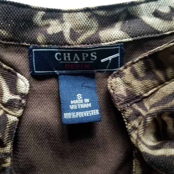 Chaps Floral Blouse Top S Brown - Picture 7 of 8